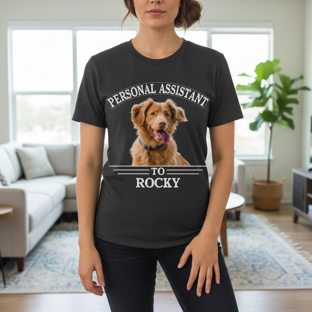 Custom Photo Upload T-Shirt with Personal Assistant Dog Design lifestyle photo