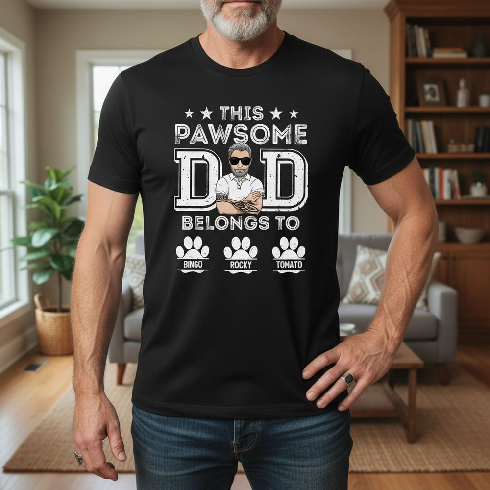 Custom Personalized This Pawsome Dad T-Shirt with Photo Upload lifestyle photo