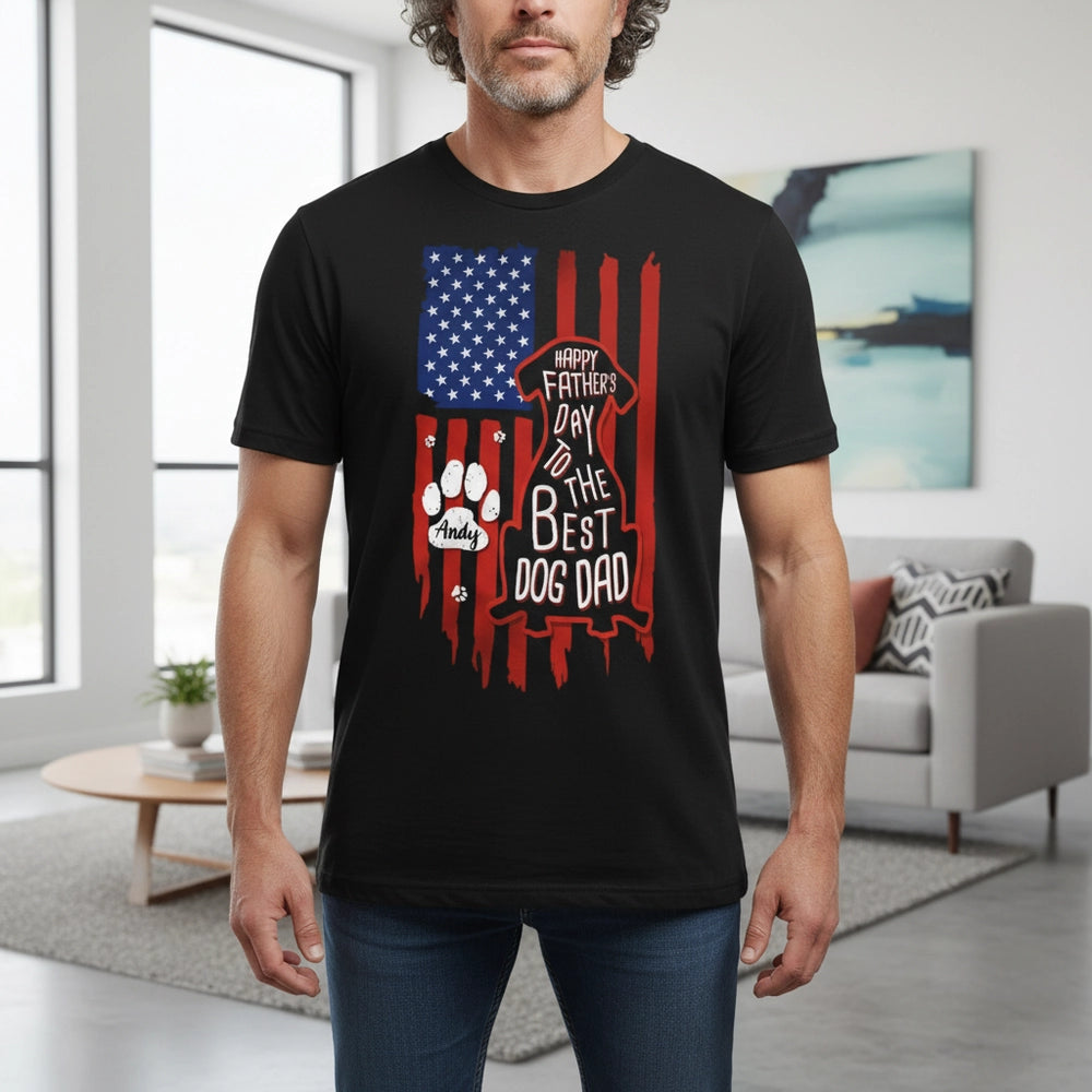 Custom Personalized T-Shirt with American Flag and Paw Print lifestyle photo