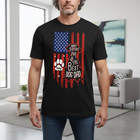 Custom Personalized T-Shirt with American Flag and Paw Print lifestyle photo
