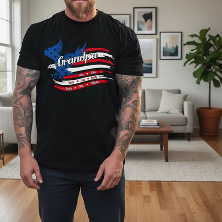 Custom Personalized T-Shirt with Eagle and American Flag lifestyle photo