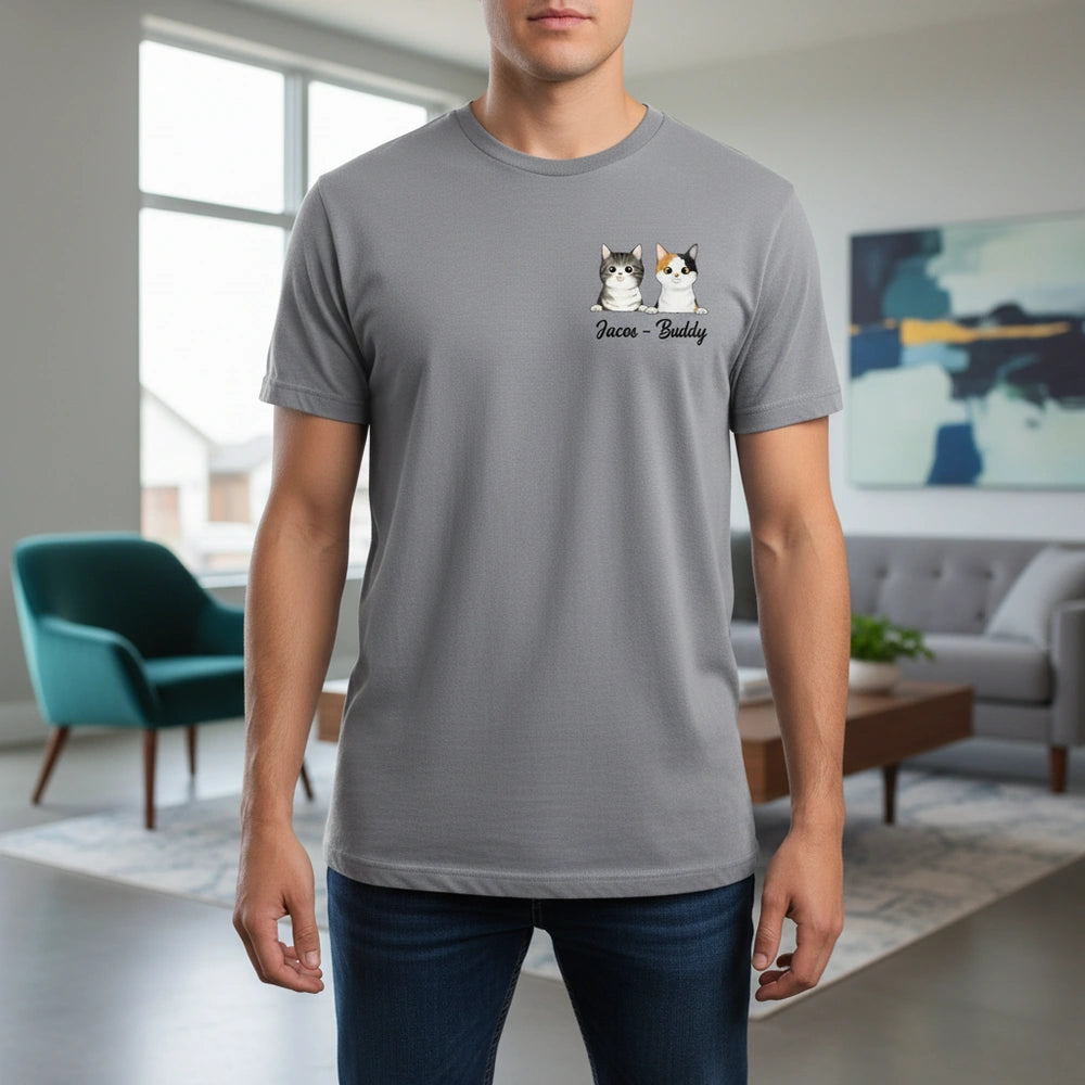 Custom Personalized Cat T-Shirt with Two Cats lifestyle photo