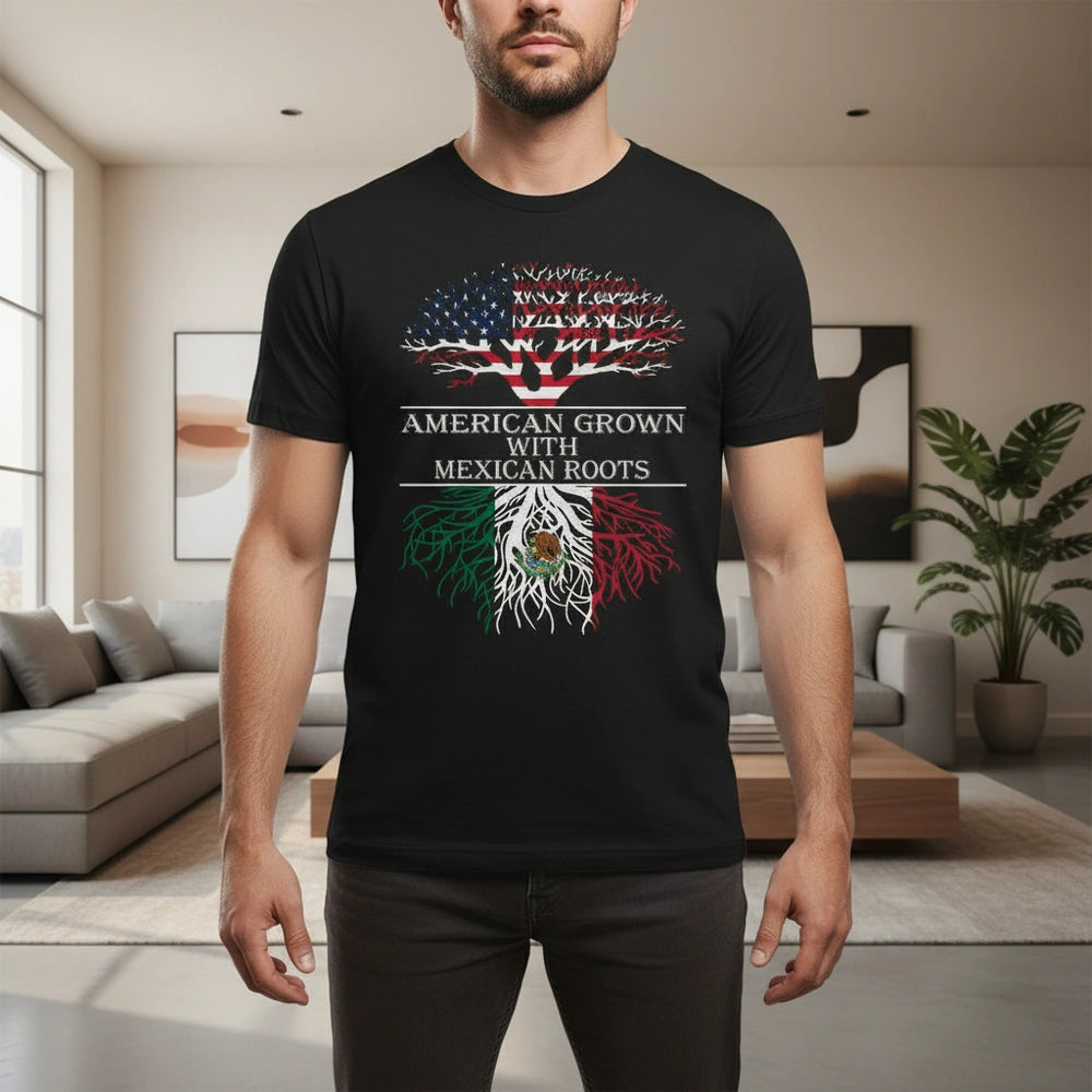 Custom Photo T-Shirt American Grown with Mexican Roots lifestyle photo