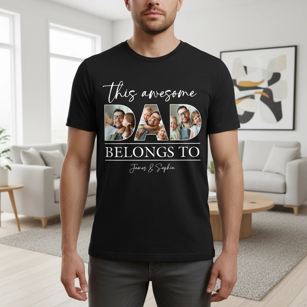 Custom Photo Upload T-Shirt This Awesome Dad Belongs To lifestyle photo