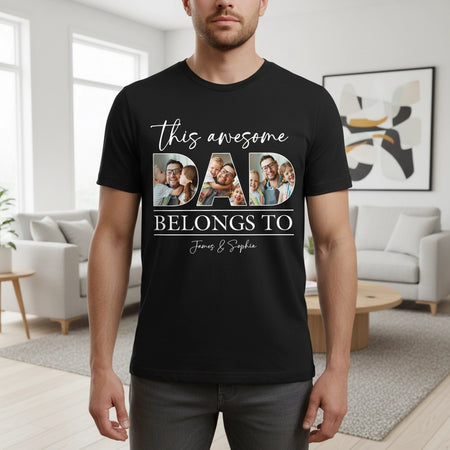 Custom Photo Upload T-Shirt This Awesome Dad Belongs To lifestyle photo