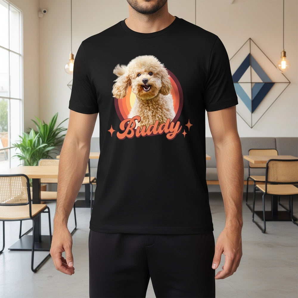 Custom Photo Upload T-Shirt with Retro Sunset Circle lifestyle photo