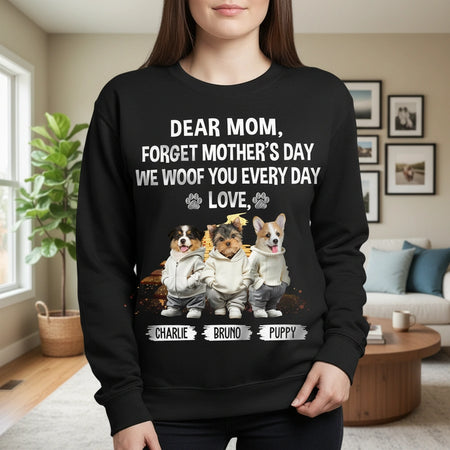 Custom Personalized Hoodie with Dog Portraits We Woof You Every Day lifestyle photo