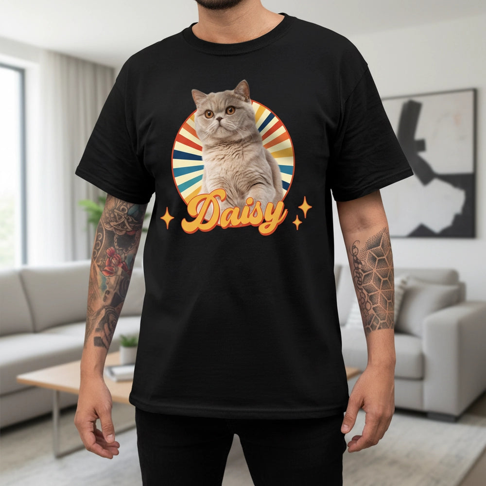 Custom Cute Cat Photo Retro Dark T-Shirt For Cat Lovers lifestyle photo