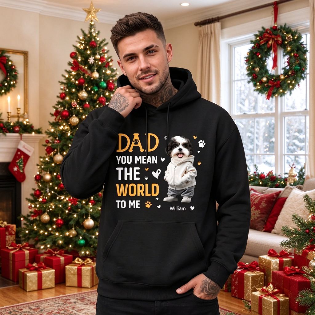 Custom Photo Upload Hoodie with MOM YOU MEAN THE WORLD TO ME Design 4BKDB