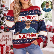 Custom Photo Upload Merry Golfmas Golf Christmas Sweater 3R85W
