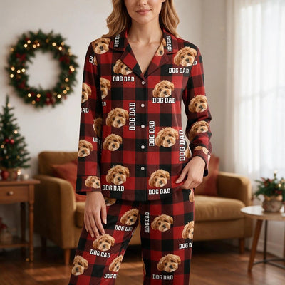 Custom Dog Cat Mom Dad Flannel Pajamas — Gift for Dad W7AG9