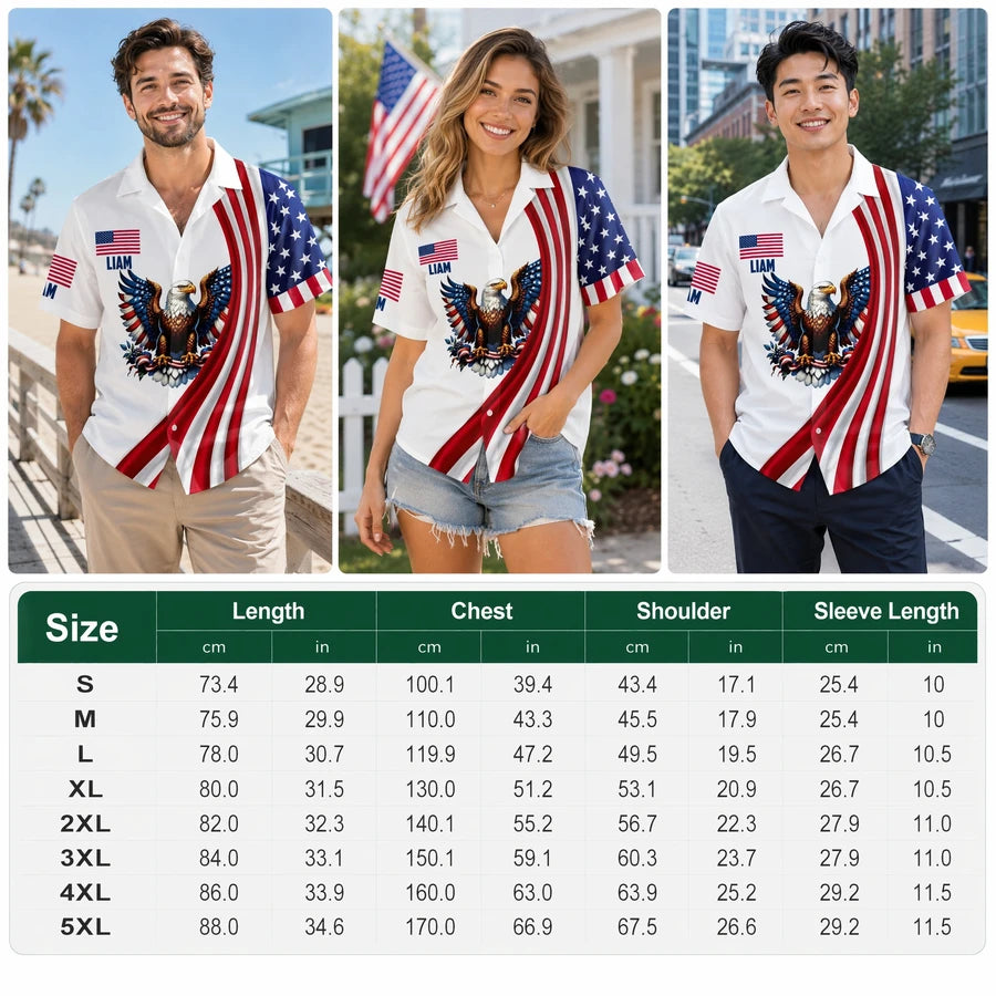Custom Name American Pride Hawaiian Shirt - fabric material detail