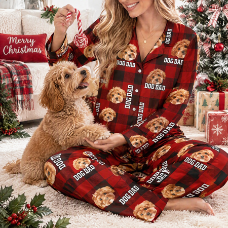 Custom Dog Cat Mom Dad Flannel Pajamas — Gift for Dad W7AG9