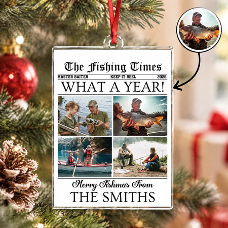 Custom Photo Upload Acrylic Ornament with The Fishing Times Design C5MHQ