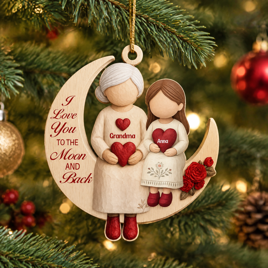 Custom Personalized Acrylic Ornament We Love You to the Moon and Back 8RT27