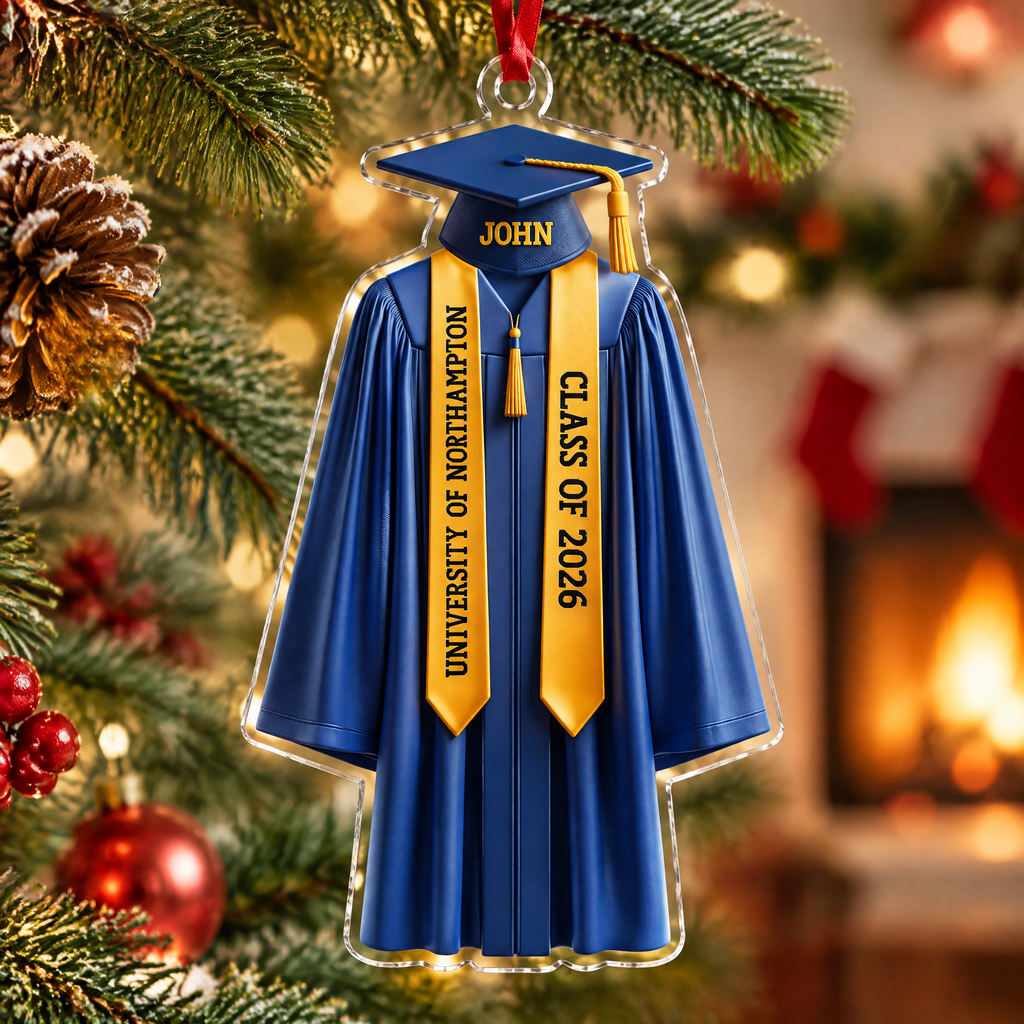 Custom Personalized Acrylic Ornament with Graduation Gown & Cap 9ZBJF