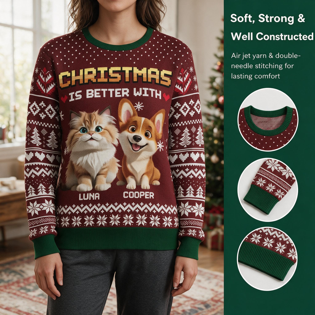 Custom Personalized Christmas Is Better With Pets Sweater GMER7