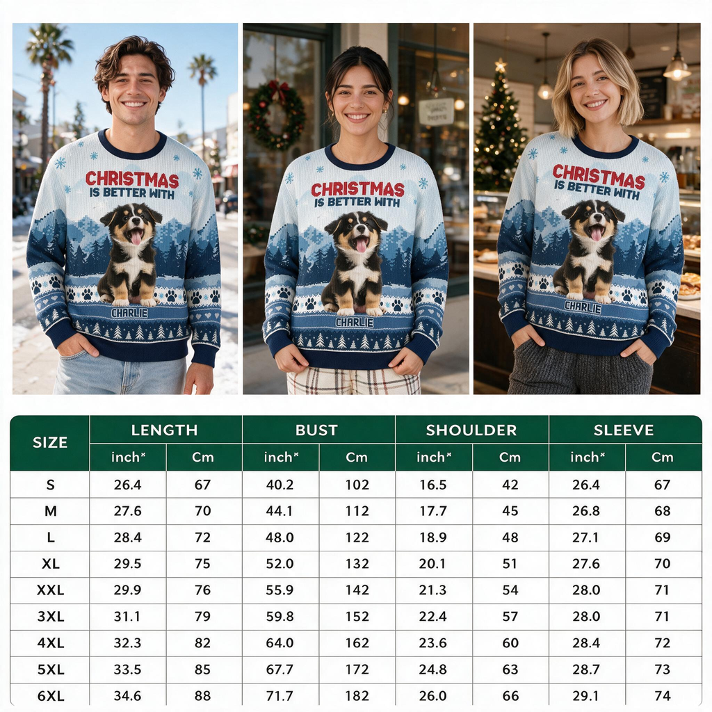 Custom Photo Upload Christmas Is Better With Sweater featuring Dog AE564