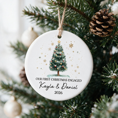Custom Personalized Ceramic Ornament with Christmas Tree & Snowflakes YD48H