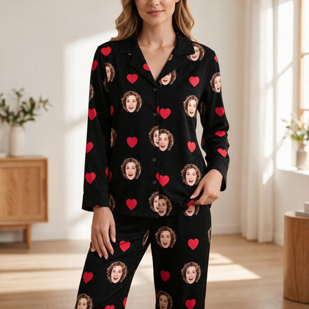 Custom Face Heart Icon Pajamas — Custom Gift 26UGA