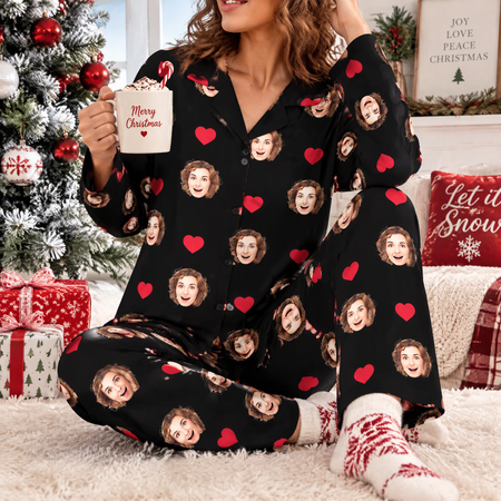 Custom Face Heart Icon Pajamas — Custom Gift 26UGA
