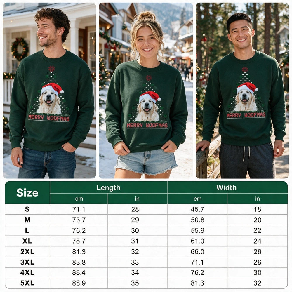 Custom Photo Upload Sweatshirt with Merry Woofmas Ugly Sweater Design 4QXLY