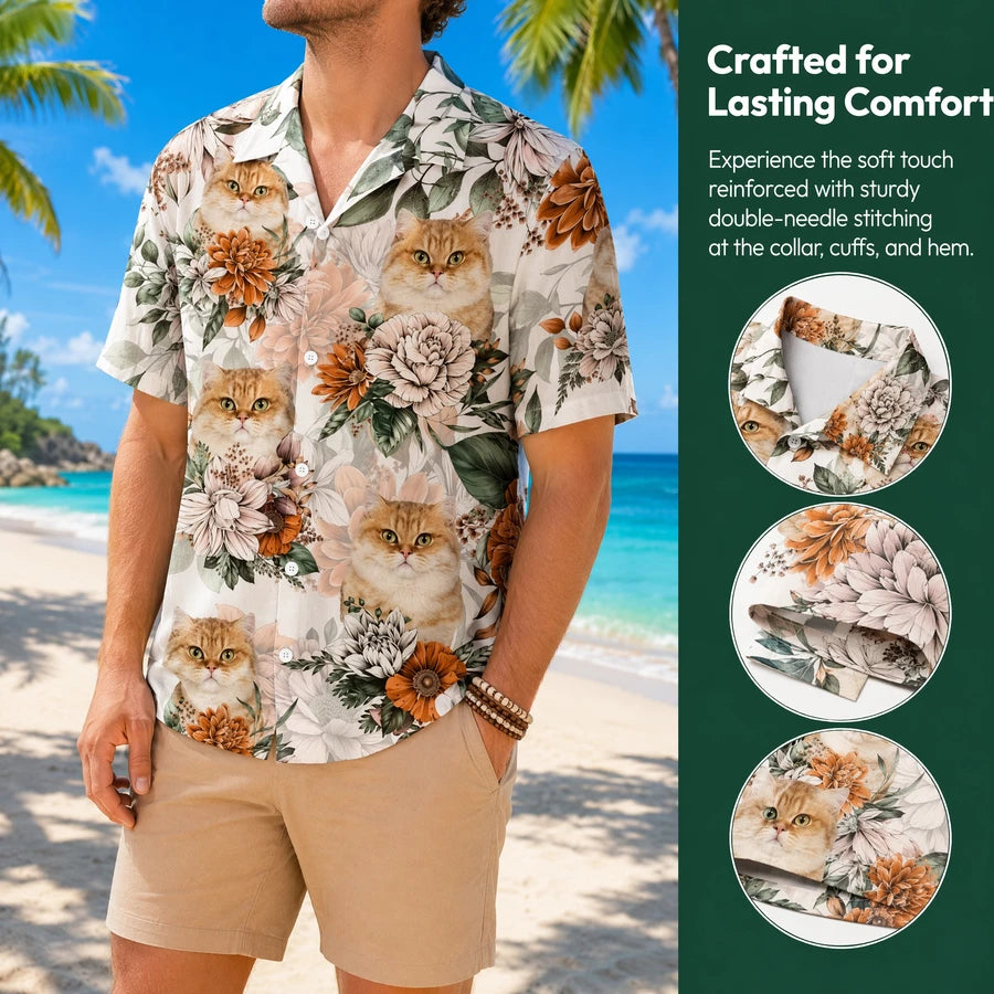 Custom Cat Face Hawaiian Hawaiian Shirt - size chart