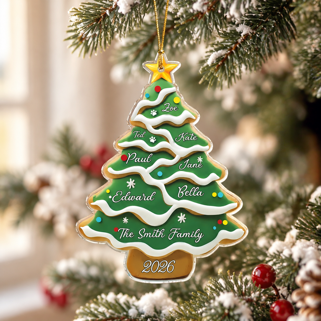 Custom Personalized Acrylic Ornament with Christmas Tree & Star DN2FR