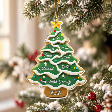 Custom Personalized Acrylic Ornament with Christmas Tree & Star DN2FR