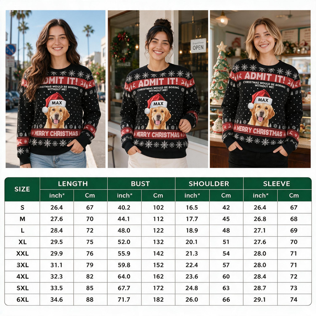 Custom Photo Upload Sweater with Admit It Christmas Would Be Boring R6SGH