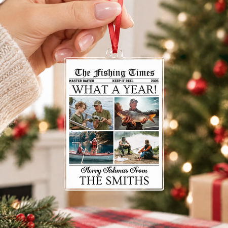 Custom Photo Upload Acrylic Ornament with The Fishing Times Design C5MHQ