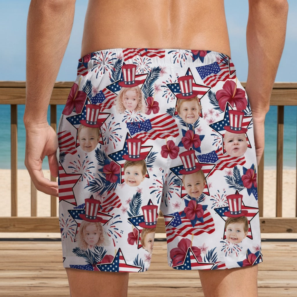 Custom Photo US Flag Hawaii Beach Short 3FLB7