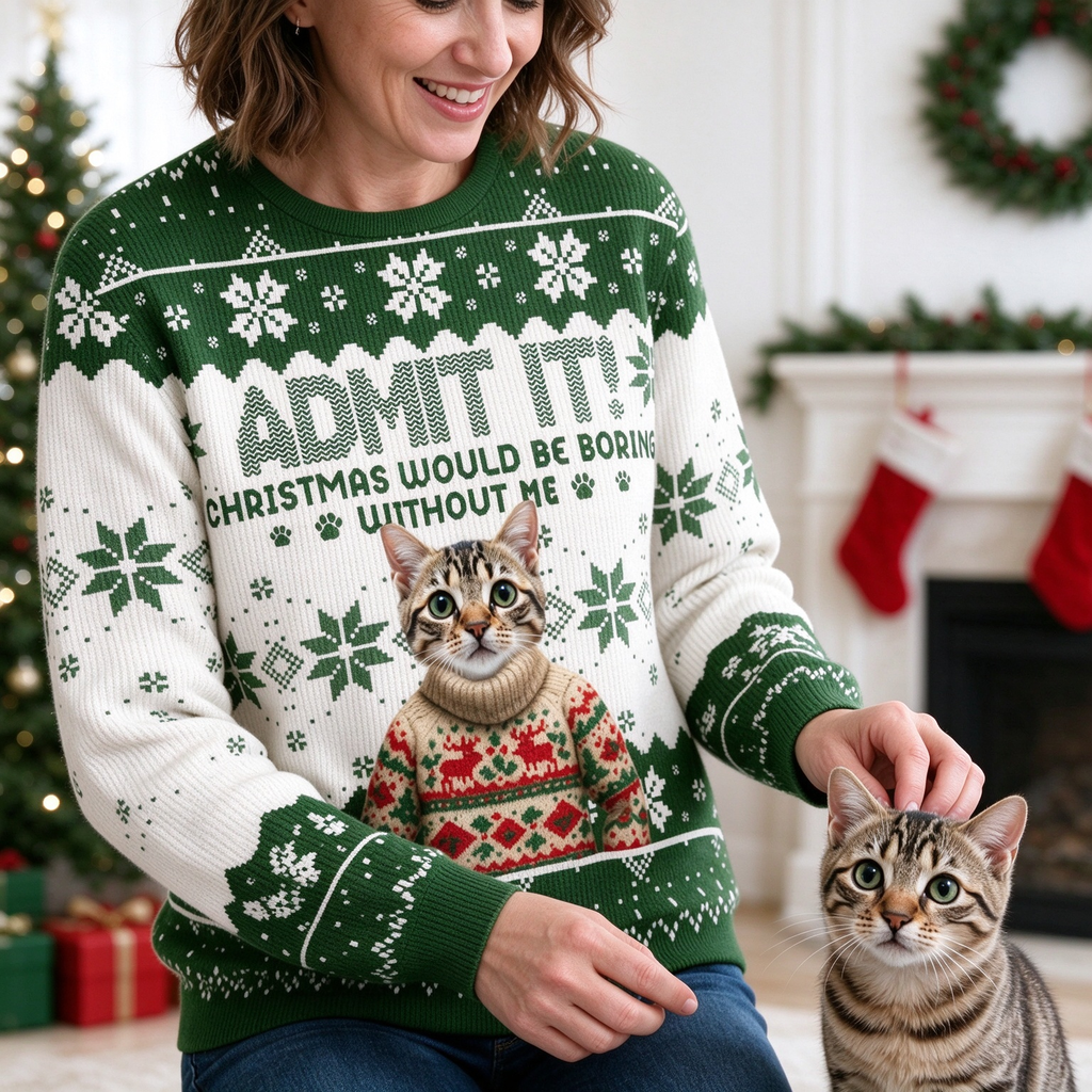 Custom Photo Upload Sweater Christmas Would Be Boring Without Us BT3H9