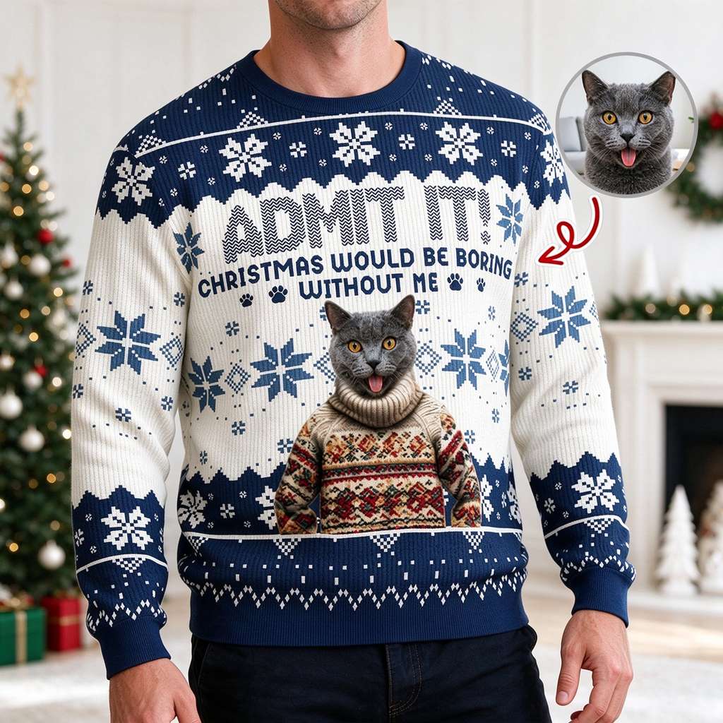Custom Photo Upload Sweater Christmas Would Be Boring Without Us BT3H9