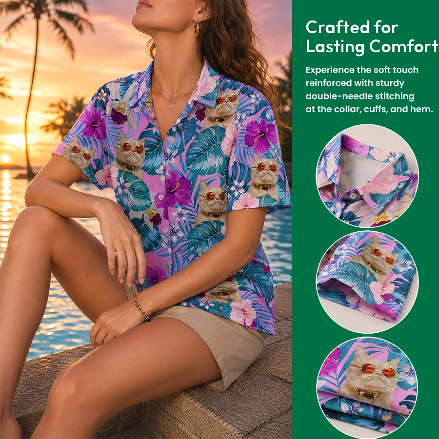 Custom Cat Tropical Hawaiian Shirt — Gift for Cat Lovers QUEBF