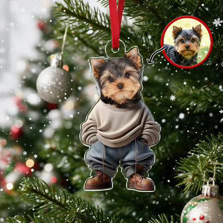 Custom Photo Upload Acrylic Ornament with Firefighter Uniform Q2E6G