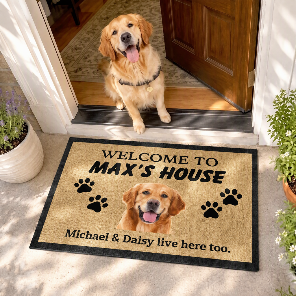 Custom Customize Welcome House Dog Doormat — Gift for Dog Lovers 8ART3
