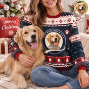 Custom Photo Upload Dog Mom Sweater with Fair Isle Pattern SBV53