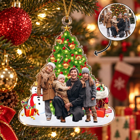 Custom Photo Upload Acrylic Ornament with Christmas Tree Design HK2AK