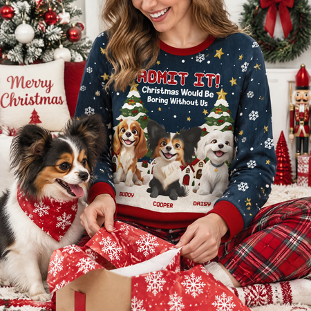 Custom Personalized Dog Sweater with Christmas Would Be Boring Without Us X5JEH