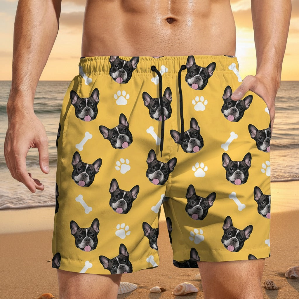 Custom Photo Face Dog With Bone Beach Short JRPDD