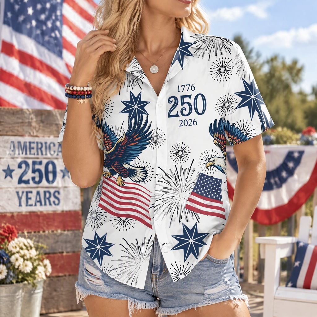 Custom USA 250 Anniversary Eagle 1776 Hawaiian Shirt 5HE3N