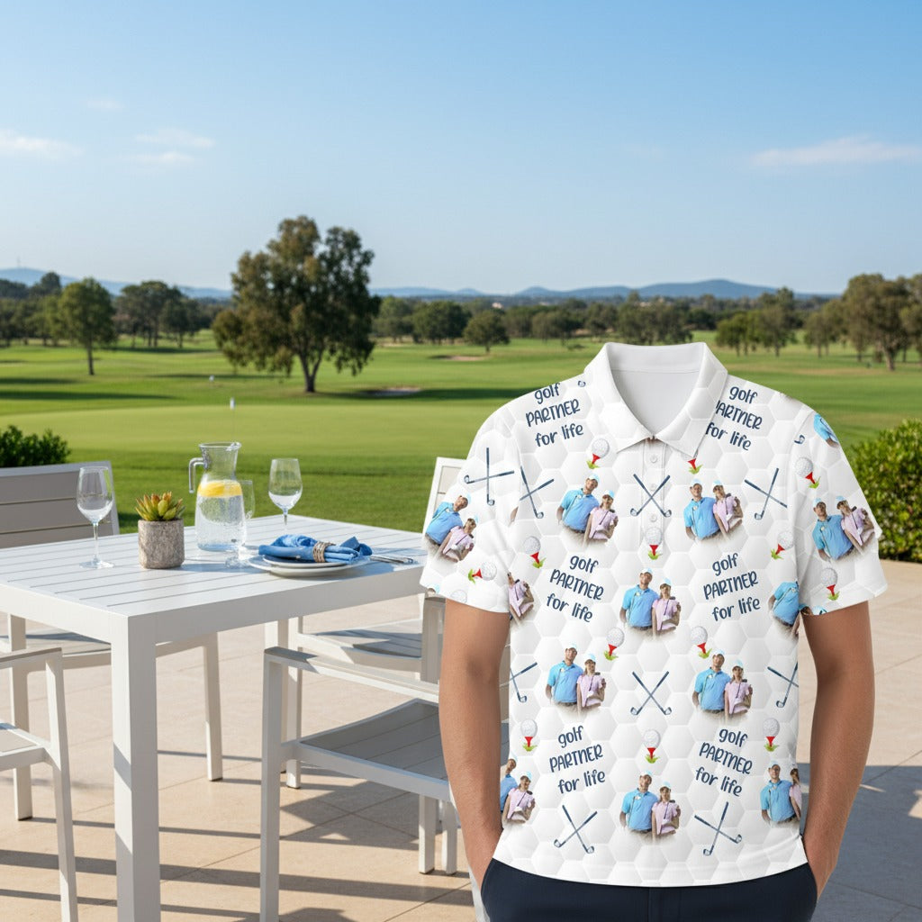 Custom Golf Partner For Life Photo Polo Shirt FR7JN