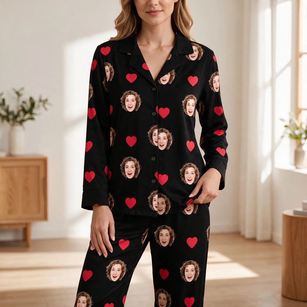 Custom Face Heart Icon Pajamas — Custom Gift 26UGA