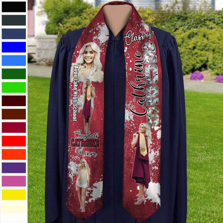 Custom Portrait Add School Name Graduation Stole — Custom Gift KAH7S