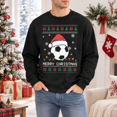 Custom Photo Soccer Merry Christmas Ugly Sweater Sweatshirt 9GS5F
