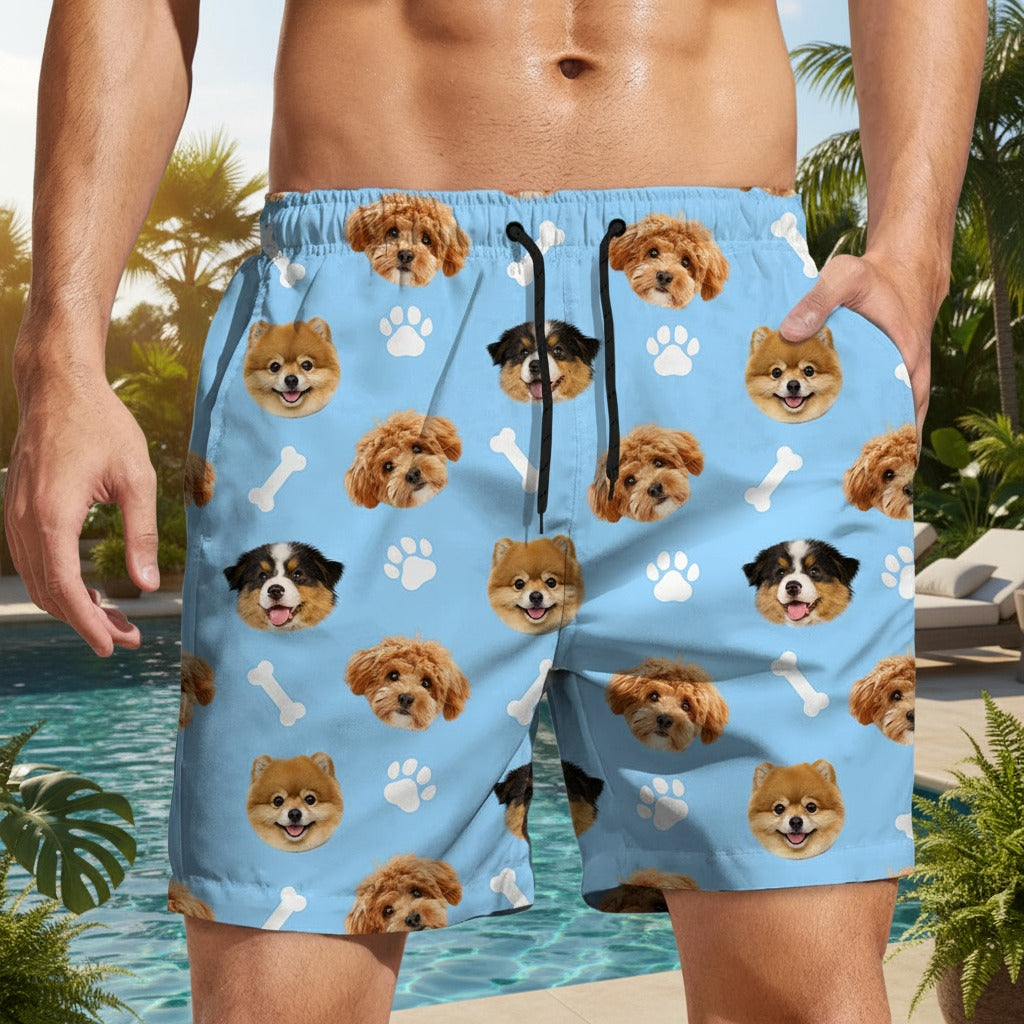 Custom Photo Face Dog With Bone Beach Short JRPDD
