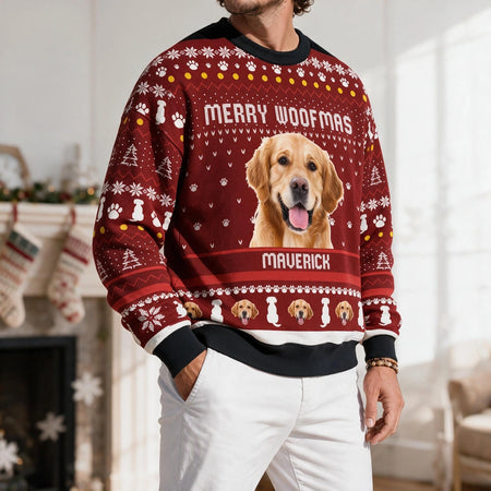 Custom Merry Woofmas Dog Aop Ugly Sweater — Christmas Gift UM4T4