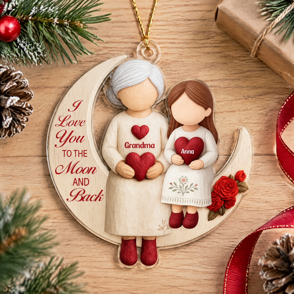 Custom Personalized Acrylic Ornament We Love You to the Moon and Back 8RT27