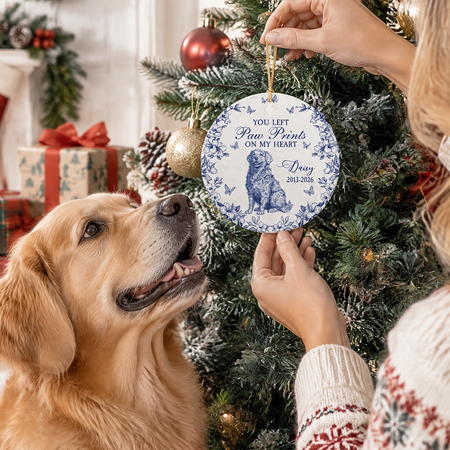 Custom Photo Ceramic Ornament with You Left Paw Prints On My Heart KS7ZC